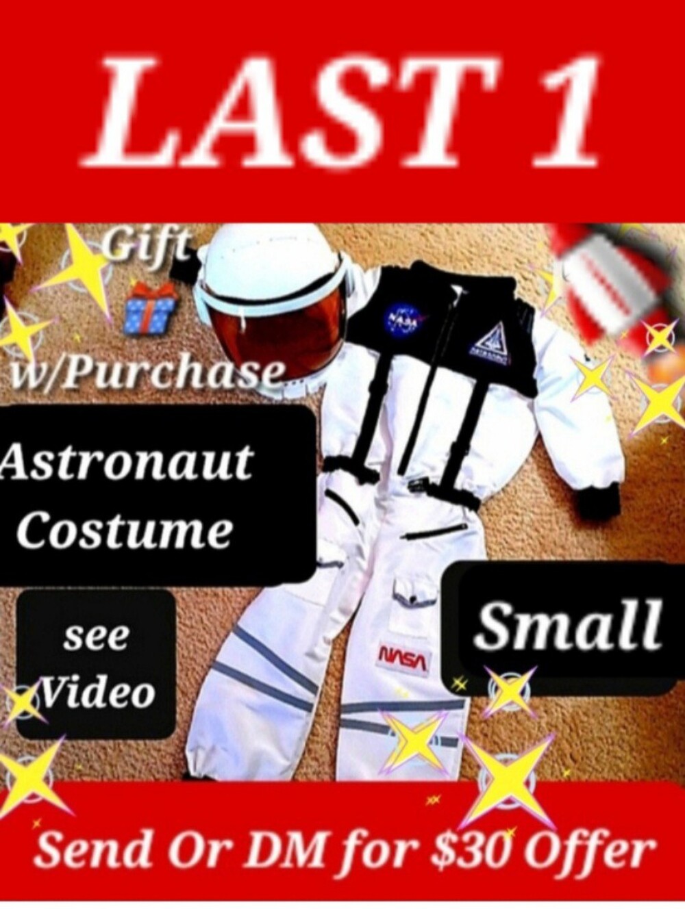 NASA Astronaut Costume White suit Kids small